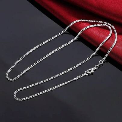 925 Sterling Silver Plated 16/18/20/22/24/26/28/30 Inch 2mm Side Chain Necklace For Women Man Fashion Wedding Charm Jewelry