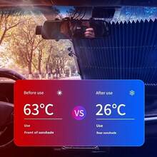 1 件 46 厘米自动折叠汽车遮阳帘 - 防紫外线隔热窗帘，易于安装在挡风玻璃上，可折叠汽车遮阳板，适合旅行和驾驶