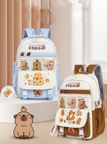 Capybara Backpack For Primary/Secondary School Students - Large Capacity, Lightweight, Versatile & Fashion Design, With A Bonus Coin Purse