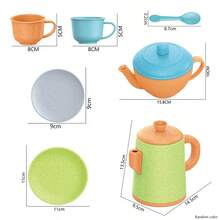 幼儿过家家茶具套装、婴儿厨房玩具套装、草编茶壶和杯子套装、女孩礼物（颜色随机）