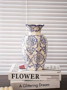 Cabin Kangaroo 1 pieza Nuevo jarrón de porcelana china de estilo azul y blanco, nueva decoración del hogar clásica, jarrón de flores para sala de estar, ornamentos de entrada, jarrón de flores de peonía vintage para decoración de habitación, jarrón de vidrio