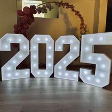 3 FT/36 Inch Lighted Marquee Balloon Frame With Numbers 0-9 And White Lights, KT Board Set, Party Decoration Light, Birthday Party, Anniversary Decoration - Cool White Lights - 白色 - 查看 4