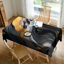 1/20pcs Elegant White Marble Tablecloth With Golden Stripe Design – Rectangular Polyester Table Cover For Dining, Parties, Weddings, And Outdoor Decor – Perfect Gift For Home Styling, Smooth Finish Fabric