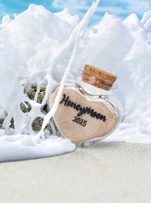 1 pièce de bocal de sable personnalisé en forme de cœur, cadeau de mariage souvenirs, cadeaux de lune de miel pour le couple, souvenir de vacances à la plage avec bouteille personnalisée avec un bouchon en liège, cadeau pour enterrement de vie de jeune fille, cadeau de mariage, cadeau de fiançailles, cadeau de lune de miel