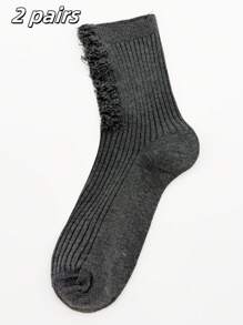 1/2/3/5 Pares de Calcetines mujer de pila rota de unicolor, calcetines de tripulación con agujeros rotos, estilo vintage, gruesos, para pareja, calcetines hasta el tobillo con agujeros en la calle