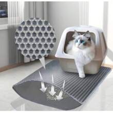 1 PC Tapete para areia de gato de estimação, à prova d'água, dupla camada, armadilha para areia de gato, tapete para caixa de areia de animal de estimação, almofada de limpeza, tapete para coleta de areia de gato (à prova d'água para areia de gato/cachorro), também pode ser usado como base para tigela de cachorro, suprimentos e acessórios para gatos
