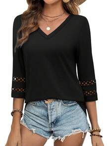 XIEERDUO 3/4 Length Sleeve Womens Tops Dressy Casual Blouses Women 2025 Shirts Summer Clothes - Z Navy In - Xem 8