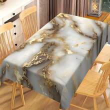 1/20pcs Elegant White Marble Tablecloth With Golden Stripe Design – Rectangular Polyester Table Cover For Dining, Parties, Weddings, And Outdoor Decor – Perfect Gift For Home Styling, Smooth Finish Fabric
