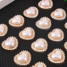 10pcs/30pc Heart-Shaped Rhinestone & Faux Pearl Decor Home Clothing Accessories DIY Jewelry Making Supplies