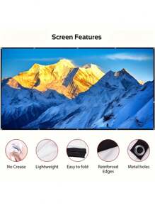 1PC 220/156/132cm Projector Screen - Portable, HD, 4K Ultra-Thin Projection Screen For Home Theater, Office, Outdoor Movies - Easy Setup, Wrinkle-Resistant, Durable Material -Best For Indoor/Outdoor Use