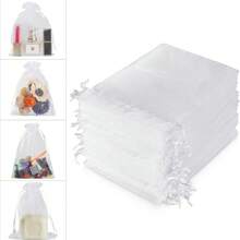 50 sacos de presente de organza com cordão, joias, doces, festa de casamento, bolsas de rede para lembrancinhas
