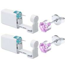2 pezzi Kit per foratura orecchie fai da te con orecchini incorporati - Set di strumenti per foratura orecchie usa e getta
