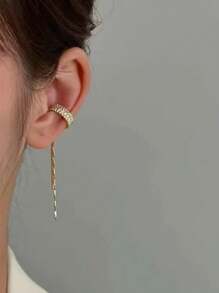 1 par de pendientes con flecos de mujer, elegantes y versátiles de estilo minimalista