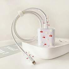 5 件樱花充电器和电缆保护器套装，兼容 Apple 18/20W 充电器，耐用 TPU 电缆螺旋，适用于 13/14/14 Pro 充电器配件，手机配件 - 多色 - 查看 1