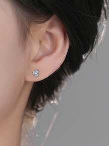 Pendientes de flor de iris azul de plata de ley 925 con piedras de circonita, regalo de uso diario de moda para mujeres, novias, madres, adecuado para Pascua, Día de San Valentín