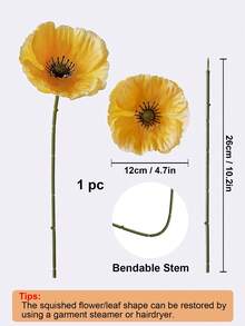 6/12pcs Artificial Flowers With Free Stems DIY Fake Flowers For Home Wedding Party Decoration Table Centerpieces Silk Flowers For Headwear & Slippers - Yellow - View 2