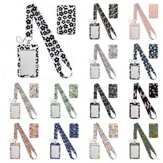 Colorful Flower Lanyard, Bus Card & ID Badge Holder, Polyester Strap, Gifts For Couples & Holiday Presents School Supplies, Back To School