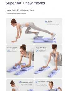 Máquina de esquí multifuncional de tipo dividido, herramienta para adelgazar las piernas, tabla de Pilates, máquina de esquí, tabla de gimnasio, dispositivo de fortalecimiento de brazos, entrenamiento de marcha, soporte para plancha, tensión; entrenamiento de fuerza, entrenamiento de cadera y piernas, extensión, equipo de ejercicio multifuncional portátil para uso doméstico, equipo de reparación posparto para mujeres