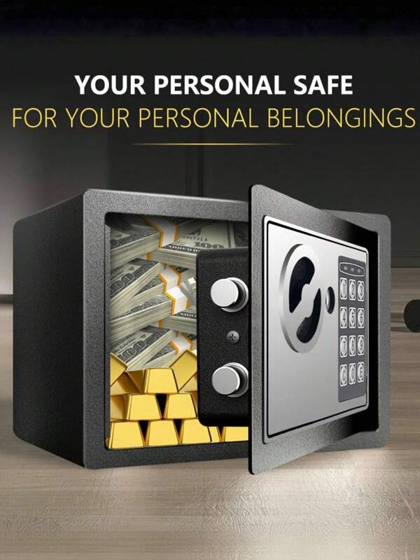 Dual Key & Digital Lock Safe - Battery Powered Compact Safe Vault For Cash, Jewelry, Documents, High Value Items - Home, Office, Bedside, Wardrobe Use (| Premium Design | Sturdy Construction, Portable Safe