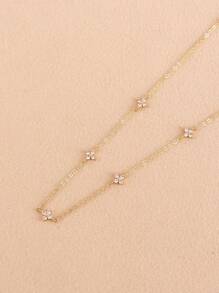 1 Pc Lucky Four Leaf Flower Necklace With Cold And Elegant Style, High Sense Collar Chain, Long Style, Elegant Tassel Neckchain, Female, Suitable For Women's Daily Wear ﻿