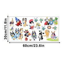 Bluey 1Pc Blueys Family And Friends Wall Decal 60*30CM Removable Wall Sticker Mural Home Room Decoration Bluey Bingo Dog Cute Coco Rusty Muffin Durable Party Decorative Accessories Ideal For Bedroom Living Room (Some Parts May Be Random)