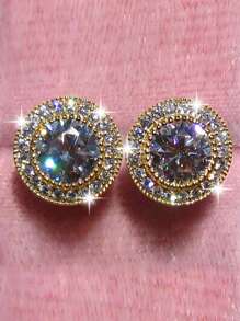 1 Pair Fashionable & Full Crystal Stud Earrings For Men, Jewelry Accessories For Holiday Gathering