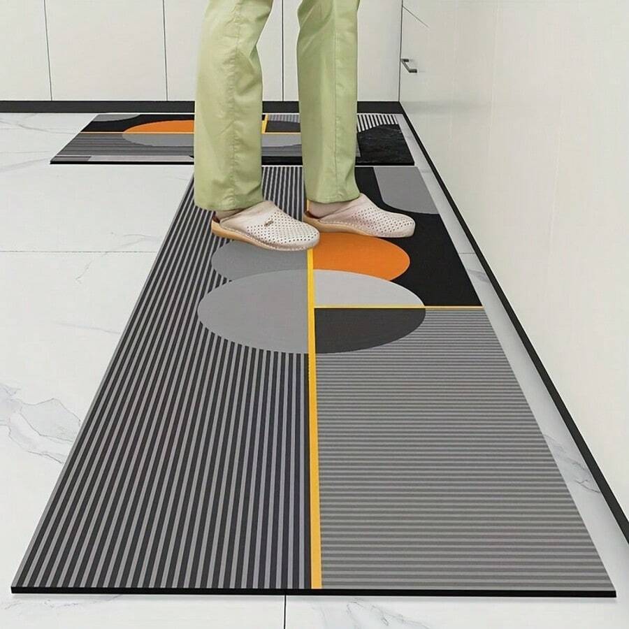 1 件，简约风格家居硅藻泥地毯垫，厨房防滑脚垫，可裁剪，防摔，无异味，双面防滑材质，耐刮耐用，易于打理，一擦即净