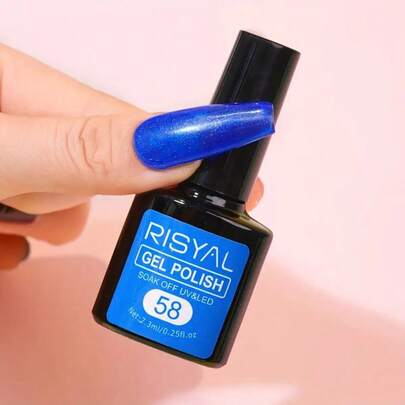 RISYAL RISYAL Sparkling Blue Glitter Nail Polish - 7.3ml Shimmer Gel Polish With Alcohol-Free Formula, Long-Lasting Shine & DIY Mixable Design For Hands & Feet Manicure Pedicure, Nail Gel Polish