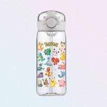 pokemon 400ML Cartoon Pokemon Pikachu Sports Water Bottle Outdoor Large Capacity Leak-Proof Cup Motivational Portable Plastic Cup Straw