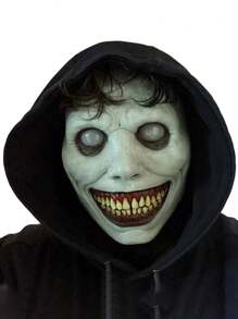 Smiling Exorcist Mask Halloween Horror Prop Cosplay Exorcist Mask White-Eyed Demon Mask