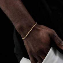 Pulsera de cadena de acero inoxidable de color plateado simple con giro para hombres, joyería de hip hop