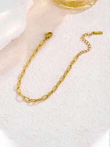 1 Peça Bracelete De Franja De Contas De Aço Inoxidável Redondo Com Fecho De Joia Meia Incrustada Inspiração Europeia E Americana, Acessórios De Brilho De Titânio Para Mulheres