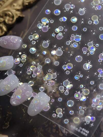 1枚 5Dネイルアートステッカー、かわいい金魚、カラフルな魚の鱗、こい、リボン、花火、波ネイルデカール、ネイルアートの装飾ネイル