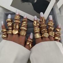 6 件套女士几何金属戒指套装，珠宝戒指