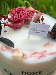 1pc Natural Floral Scented Candle, Made Of Soy Wax With Dried Flowers, Suitable For Bedroom, Room, Office Decor. Exquisite Fragrance Gift For Holidays, Parents, Friends (Random Label)