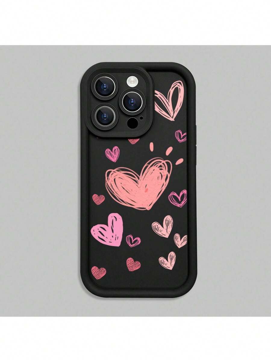 Estuche de teléfono diseñado con un patrón de amor rosa pintado a mano, compatible con modelos de  11 a 16, incluyendo todas las variaciones como Plus y Pro.Estuche de teléfono vintage retro. - Multicolor - Ver 1