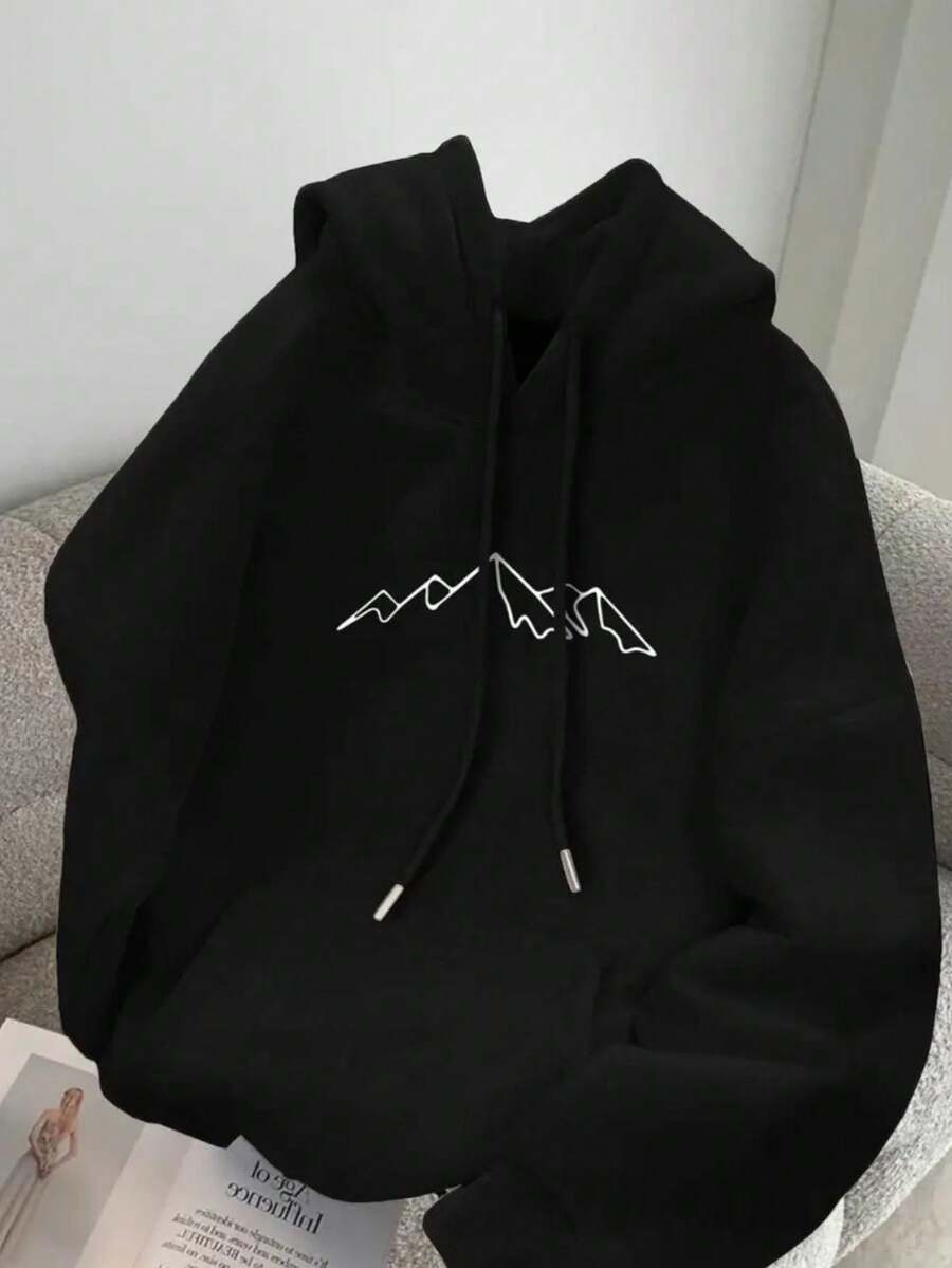 Unisex Mountain Sweatshirt, Casual Comfortable Model, Flannel Cotton, Male Model - màu đen - Xem 1