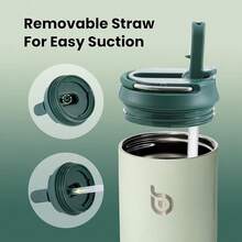 New-88  Insulated Water Bottle 24oz  Straw Lid And Handle For Sports Travel Gym Stainls Steel Water Bottl Double-Wall Vacuum Metal Le Proof - - 綠色環保 - 查看 4