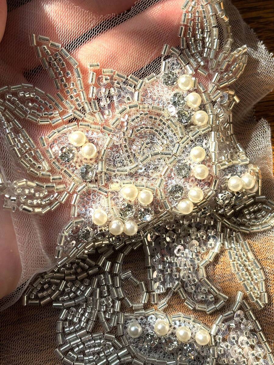 2 件仿珍珠流苏手工缝制，适用于鞋子和帽子服装装饰 DIY 配件 - 彩色 - 查看 1