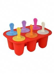 Molde de silicona para paletas heladas de 6 cavidades con tapa, fácil de limpiar y desmoldar, con opciones de colores múltiples, ideal para hacer helados caseros para niños y familias en verano