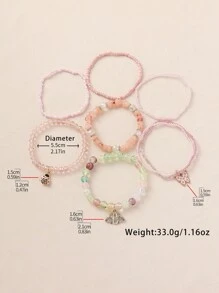 Conjunto de 7 pulseiras com pingentes de borboleta, abelha e joaninha, estilo boêmio, adequadas para mulheres, uso casual, praia e férias