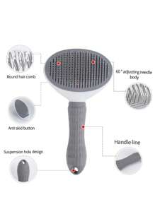 1pc Dog & Cat Brush, Flea Comb, Self-Cleaning Brush, Pet Deshedding Brush, Pet Grooming Brush, Pet Massage Brush, Deshedding Brush, Hair Removal Tool, Fur Remover Brush, Pet Cleaning Tool, Hair Collection Tool, Dog Brush, Cat Brush, Pet Deshedding Brush, Animal Accessory, Pet Supplies, Non-Slip Stainless Steel Dog Comb, Cat Accessory