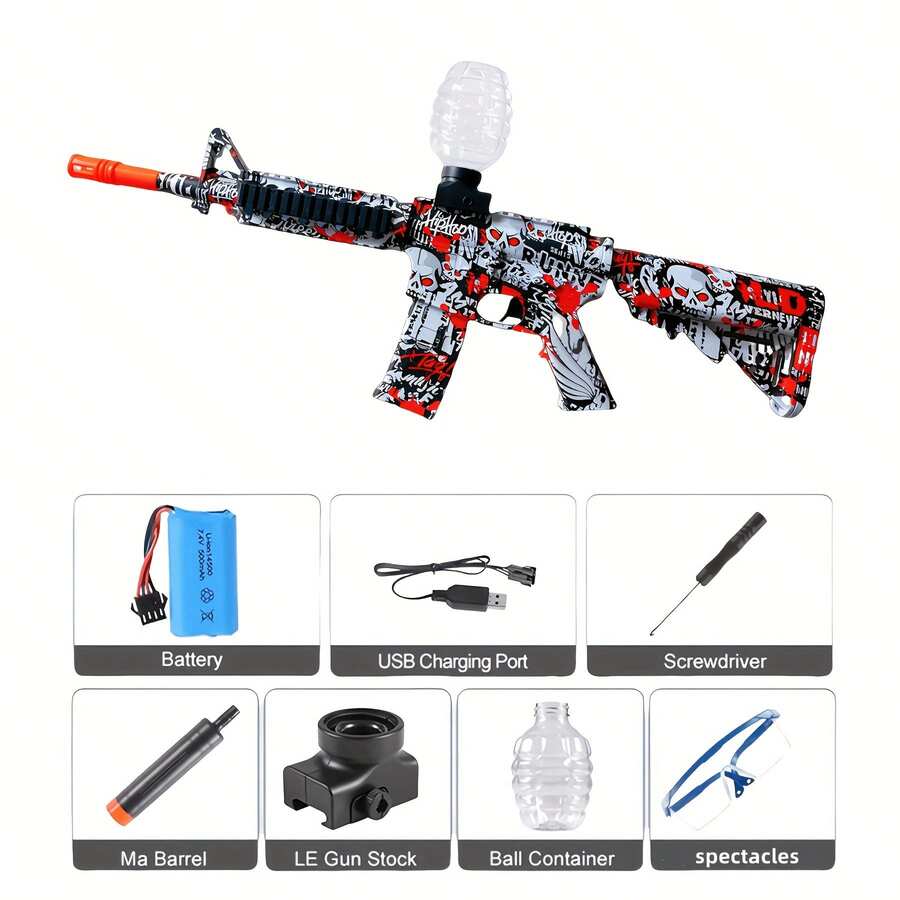 Electric Ball Blaster, Balls High Gun Performance Ball Blaster Gun Cool Toy Gun, Rechargeable Splatter Ball Toys For Outdoor Activities Shooting Game,Halloween Christmas Holiday Gifts - Đỏ - Xem 1