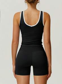 NcmRyu Women's Contrast Trim Elastic Camisole & Shorts Outdoor Suit