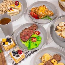 EI 24pcs Grey Wheat Straw Dinnerware Set Of 6,Reuasble Unbreakable Dinner Plates,Wheat Plates And Bowls Sets For Camping,Picninc,Family Dinner - 24件灰色小麥秸稈盤子和碗杯 - 查看 4