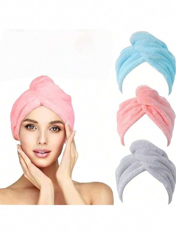 1 pieza Toalla de pelo de secado rápido, toalla suave de microfibra para mujeres, gorro de baño absorbente de secado rápido para damas, bonete para el cabello para volver a la escuela