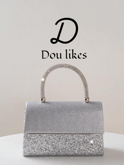 Women's Formal Party Clutch, Fashionable Glitter Silver Handbag, Large Capacity Wallet, Decorated With Luxury Metal Hardware, Sequin Patchwork Design, Perfect For Weddings, Parties, Celebrations, Galas, Birthday Gifts, Valentine's Day Gifts, Balls And Formal Events