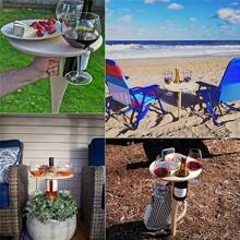 Mesa plegable de vino para exteriores para maceta: soporte de vino para playa y jardín, mesa de viaje y camping para exteriores, diseño de cruz de madera, adecuada para muebles de patio