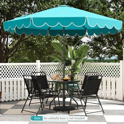 Lifezeal 10 FT Patio Umbrella With Crank Tilt Adjustment Ruffles Vented Top 8 Ribs
