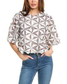 Gracia Sequin Pinwheel Motif Top - 白色 - 查看 2